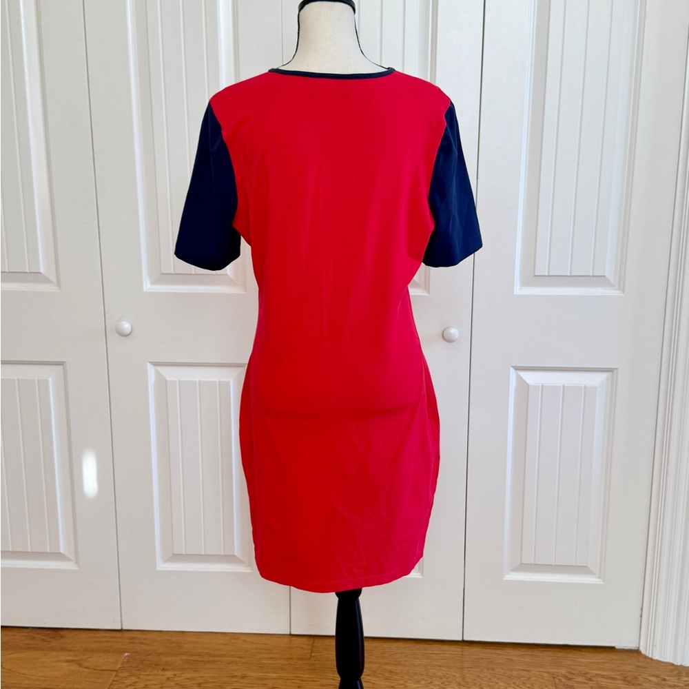 FILA Roslyn Red Colorblock Bodycon Mini Dress XL Navy Blue Sleeves - Picture 5 of 14